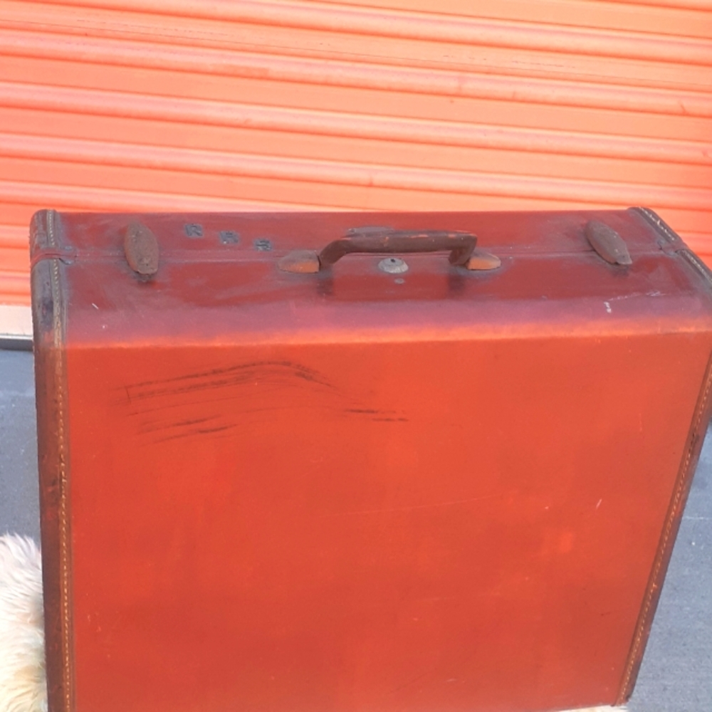 Samsonite Vtg Rust brown Suitcase luggage portable Boombox upcycle 21x18"